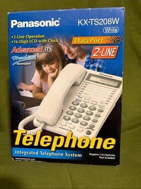 Panasonic KX-TS208W 2-Line Feature Phone with LCD White-New